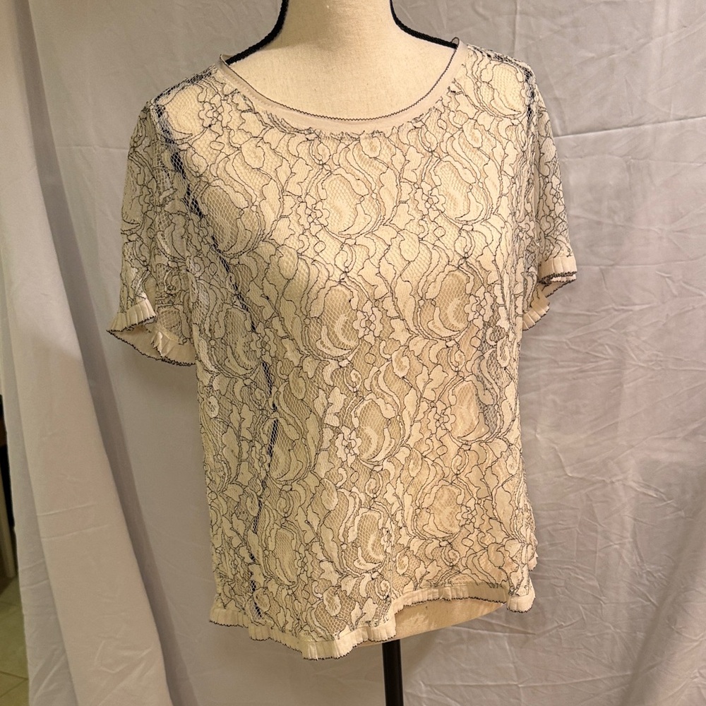 LOFT Cream Lace Blouse - Picture 1 of 16